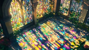 庭院建筑彩色琉璃光影