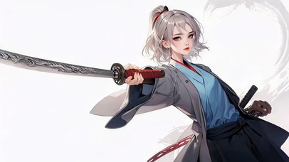 樱花刀 古风 白发少女