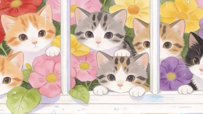 小清新猫咪带鱼屏