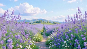 护眼远山薰衣草田