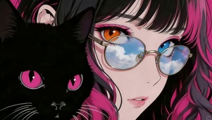 女孩和猫（墨镜版）