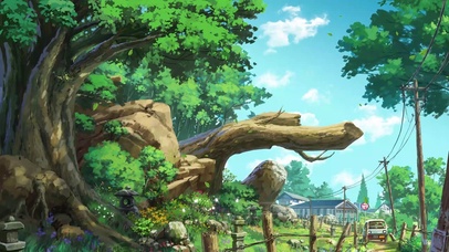 4K唯美森林绿色护眼小镇风景