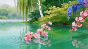 春天的河流鲜花