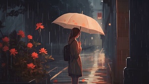 唯美雨中背影