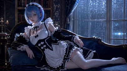 雨夜蓝发女仆