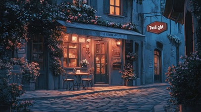 城市傍晚静谧无人街道