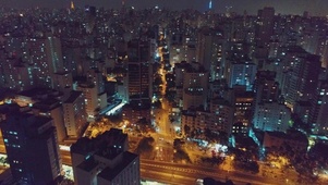 4K 高清 巴西城市鸟瞰夜景