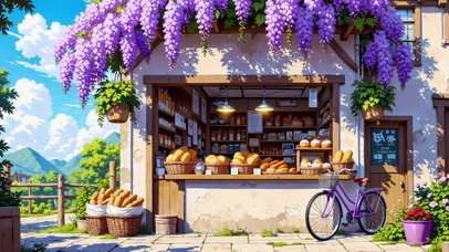 紫藤树下面包店