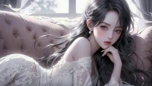 沙发上可爱女神