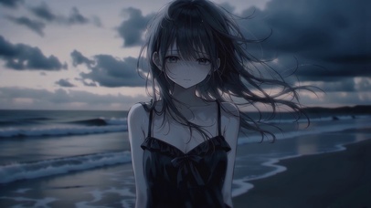 海边伤心女孩