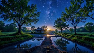 星夜田园静景