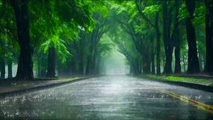 雨天树林路