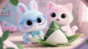 粉猫蓝兔的端午粽子