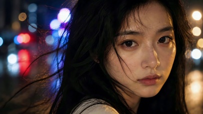 夜街氛围感清冷气质美女