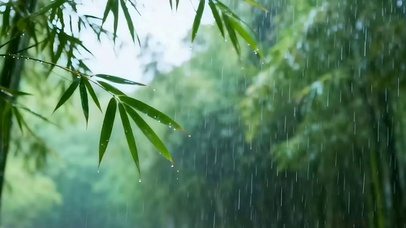 雨滴竹林带鱼屏