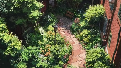 绿色静谧午后建筑小路