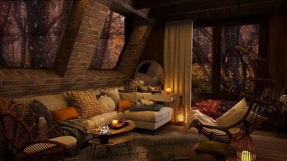 雨下静静的森林小屋