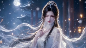 古风雪夜轻纱美人