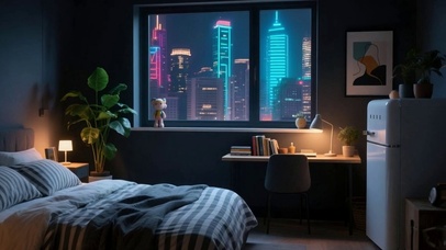 4K夜晚温馨卧室