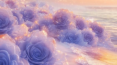 海滩花草景色带鱼屏