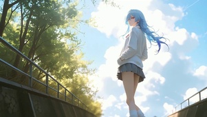 二次元动漫女孩循环动态插画