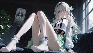 窗边银发美少女流萤