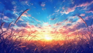 草间夕照
