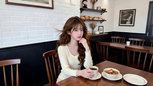 悠闲美好时光喝咖啡的小美女4
