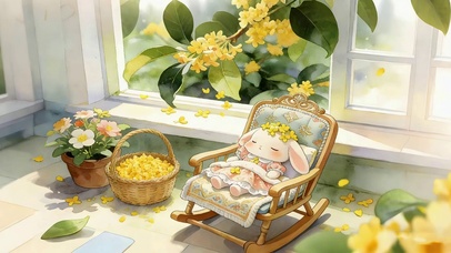 桂花树下睡觉的小兔