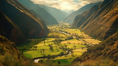 绿色护眼山谷稻田