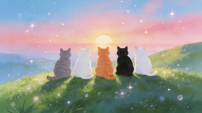 小猫咪看日出