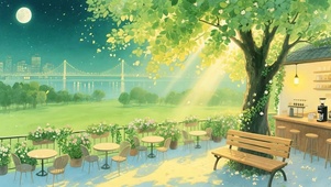 护眼绿景树木夜景