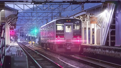 4K唯美治愈雪中列车风景