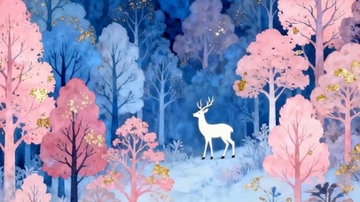 森林之鹿带鱼屏