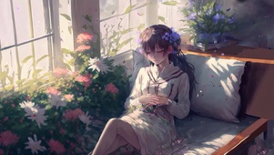 阳光下睡觉的女孩