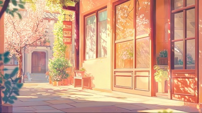 樱花粉色校园夏日建筑