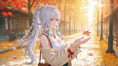 掌心红叶与秋日