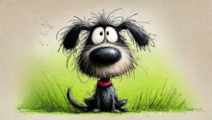 草地上的潦草小狗