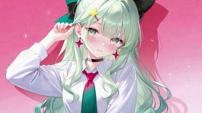 绿发星饰甜美女高