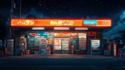 静谧夜空流星无人商店