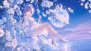 夏日月色 荡秋千