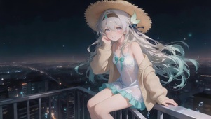 夜晚天台女孩