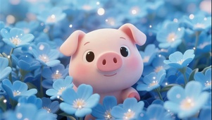 蓝色花海猪小弟