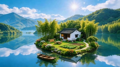 湖岛竹居 护眼