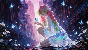 赛博街巷粉发少女甘露寺蜜璃