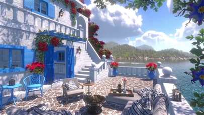 夏日阳光湖边别墅