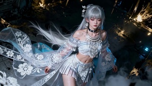 纯欲银发小蛮腰长腿苗疆少女萝莉