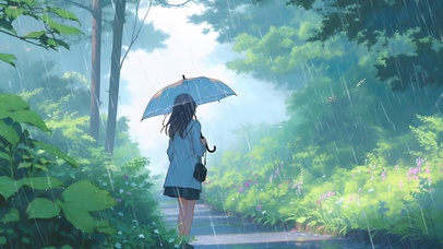 雨中漫步