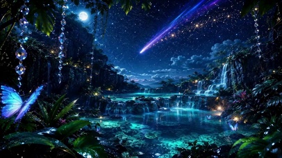 星夜秘境瀑布
