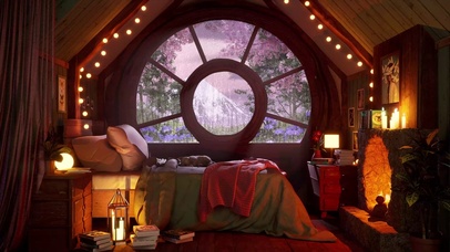 春天舒适的小屋